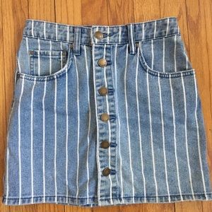 Billabong High Waisted Button Up Jean Striped Skirt